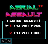 Menu screen of the game Aerial Assault on Sega Game Gear