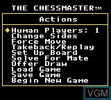 Menu screen of the game Chessmaster, The on Sega Game Gear
