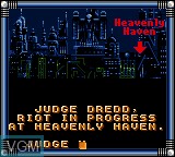 Menu screen of the game Judge Dredd on Sega Game Gear