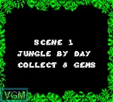 Menu screen of the game Jungle Book, The on Sega Game Gear