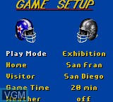 Menu screen of the game Madden 96 on Sega Game Gear