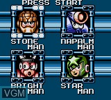 Menu screen of the game Mega Man on Sega Game Gear