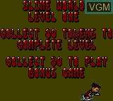 Menu screen of the game Global Gladiators on Sega Game Gear