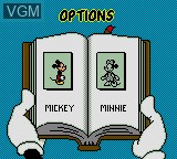 Menu screen of the game Mickey's Ultimate Challenge on Sega Game Gear