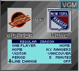 Menu screen of the game NHL All-Star Hockey on Sega Game Gear