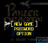Menu screen of the game Panzer Dragoon Mini on Sega Game Gear
