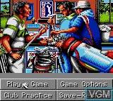 Menu screen of the game PGA Tour Golf II on Sega Game Gear