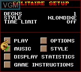 Menu screen of the game Poker Face Paul's Solitaire on Sega Game Gear