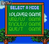 Menu screen of the game Puyo Puyo on Sega Game Gear