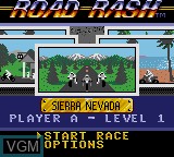 Menu screen of the game Road Rash on Sega Game Gear