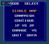Menu screen of the game SD Gundam - Winner's History on Sega Game Gear