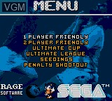 Menu screen of the game Ultimate Soccer on Sega Game Gear