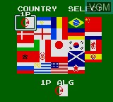 Menu screen of the game World Cup Soccer on Sega Game Gear