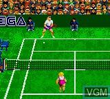 In-game screen of the game Andre Agassi Tennis on Sega Game Gear