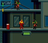 In-game screen of the game Iron Man / X-O Manowar in Heavy Metal on Sega Game Gear