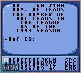 In-game screen of the game Jeopardy! Sports Edition on Sega Game Gear