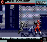 In-game screen of the game Mighty Morphin Power Rangers on Sega Game Gear