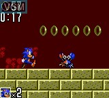 In-game screen of the game Sonic the Hedgehog 2 on Sega Game Gear