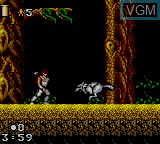 In-game screen of the game Strider Returns - Journey From Darkness on Sega Game Gear