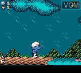 In-game screen of the game Smurfs Travel the World, The on Sega Game Gear