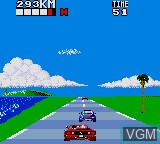 In-game screen of the game OutRun on Sega Game Gear