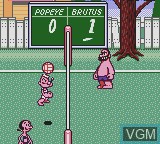 In-game screen of the game Popeye no Beach Volleyball on Sega Game Gear