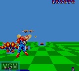 In-game screen of the game Space Harrier on Sega Game Gear