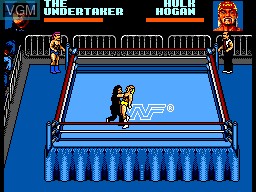 In-game screen of the game WWF WrestleMania - Steel Cage Challenge on Sega Game Gear