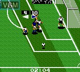 In-game screen of the game J.League GG Pro Striker '94 on Sega Game Gear