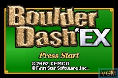 Title screen of the game Boulder Dash EX on Nintendo GameBoy Advance