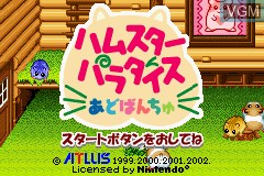 Title screen of the game Hamster Paradise Advanchu on Nintendo GameBoy Advance