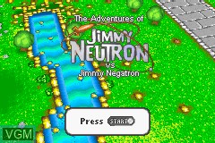 Title screen of the game Adventures of Jimmy Neutron Boy Genius vs. Jimmy Negatron, The on Nintendo GameBoy Advance