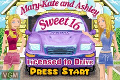 Title screen of the game Mary-Kate and Ashley - Sweet 16 - Licensed to Drive on Nintendo GameBoy Advance