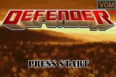 Title screen of the game Defender on Nintendo GameBoy Advance