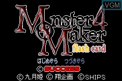 Title screen of the game Monster Maker 4 - Flash Card on Nintendo GameBoy Advance