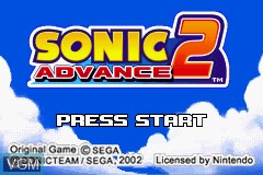 Title screen of the game Sonic Advance 2 on Nintendo GameBoy Advance