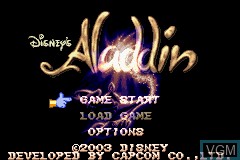 Title screen of the game Aladdin on Nintendo GameBoy Advance
