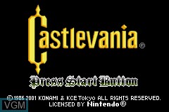 Title screen of the game Castlevania on Nintendo GameBoy Advance