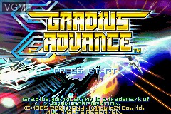 Title screen of the game Gradius Advance on Nintendo GameBoy Advance
