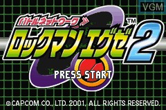 Title screen of the game Battle Network RockMan EXE 2 on Nintendo GameBoy Advance