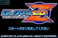 Title screen of the game RockMan Zero on Nintendo GameBoy Advance