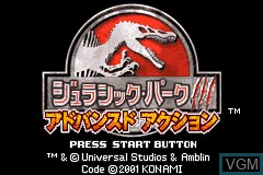 Title screen of the game Jurassic Park III - Advance Action on Nintendo GameBoy Advance