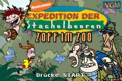 Title screen of the game Expedition der Stachelbeeren - Zoff im Zoo on Nintendo GameBoy Advance