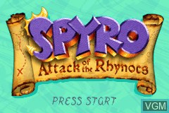 Title screen of the game Spyro - Attack of the Rhynocs on Nintendo GameBoy Advance