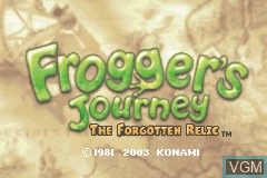 Title screen of the game Frogger's Journey - The Forgotten Relic on Nintendo GameBoy Advance