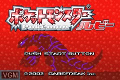 Title screen of the game Pocket Monsters Ruby Version on Nintendo GameBoy Advance