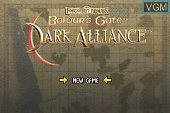 Title screen of the game Baldur's Gate - Dark Alliance on Nintendo GameBoy Advance