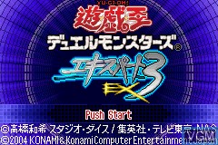 Title screen of the game Yu-Gi-Oh! Duel Monsters Expert 3 on Nintendo GameBoy Advance