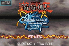 Title screen of the game Yu-Gi-Oh! World Championship Tournament 2004 on Nintendo GameBoy Advance