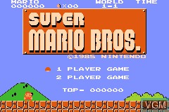 Title screen of the game Classic NES Series - Super Mario Bros. on Nintendo GameBoy Advance